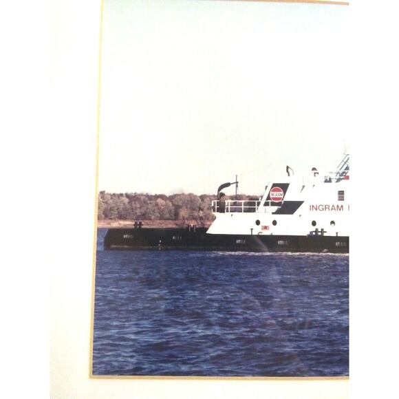 Framed Matted Photo Ingram Barge Les Sutton Barge River Mississippi - Picture 7 of 9